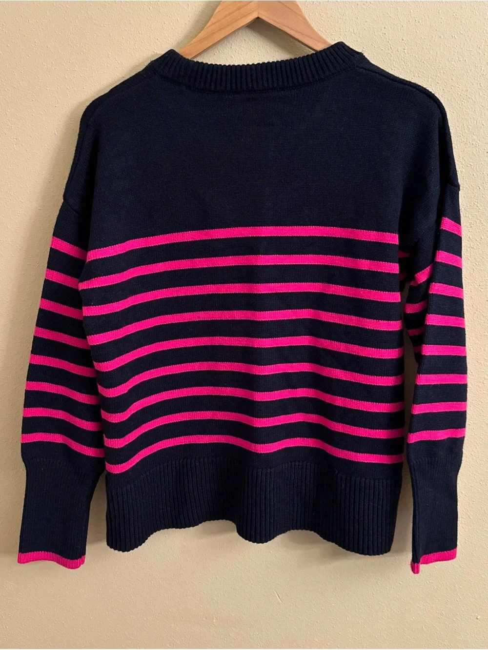 Philosophy Sweater Womens Large Striped Pink Blue Knit Fall Cozy